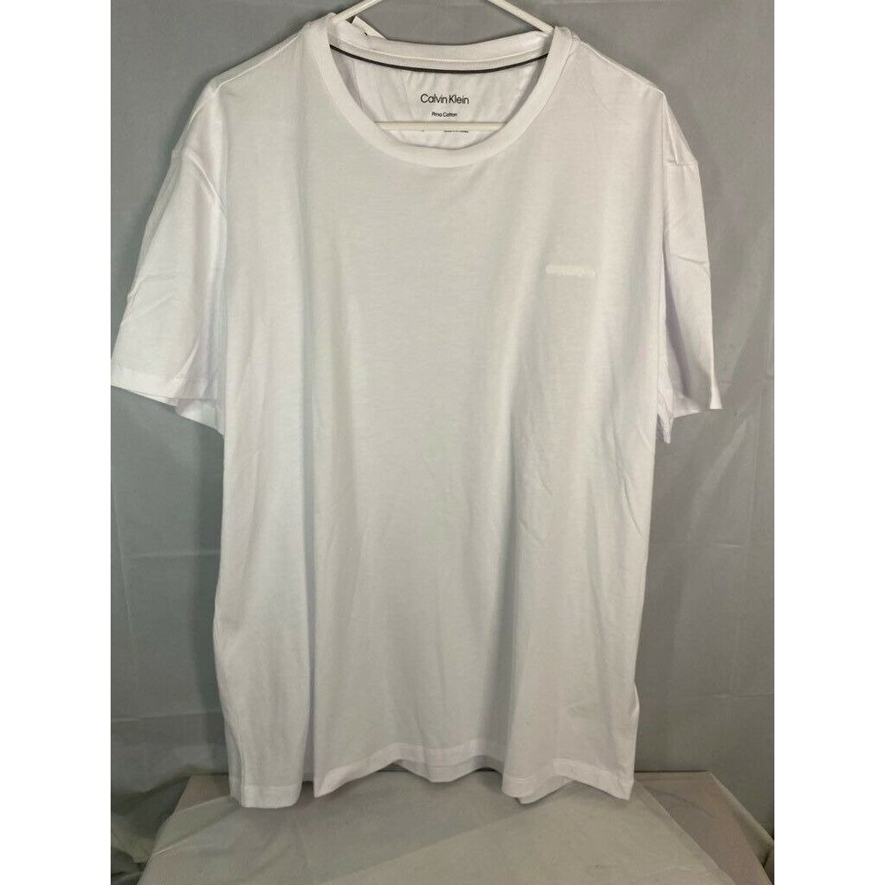 Calvin Klein Mens Basic T-Shirt White Crew Neck 100% Cotton Tee XL New